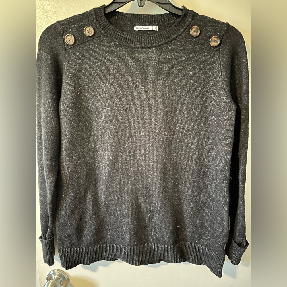 Pink Clover Charcoal Crewneck Sweater